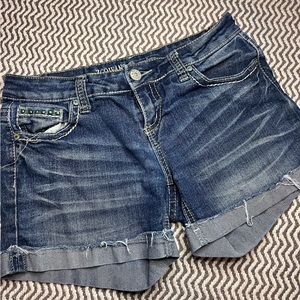 ZCO Dark Blue Distressed Denim Shorts with Cuffed Hem